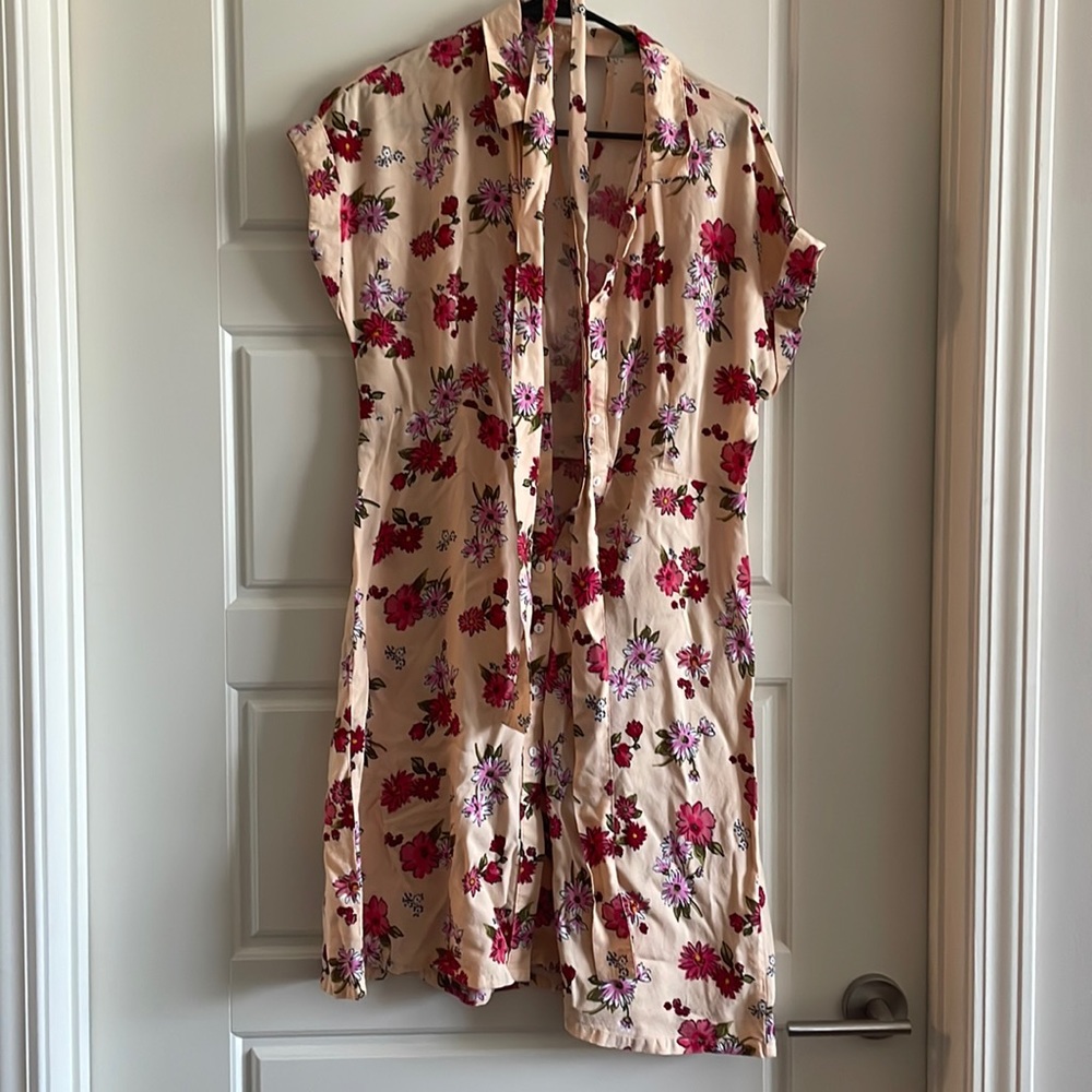 Cream tshirt dress with pink flowers